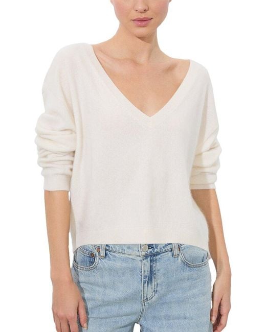 Alice + Olivia White Williams Easy Cashmere-Blend Pullover
