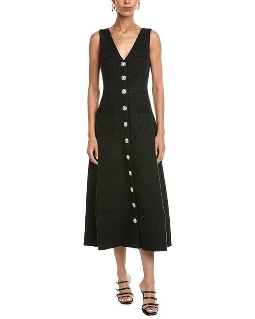 Cinq À Sept Black Linda Tweed Midi Dress