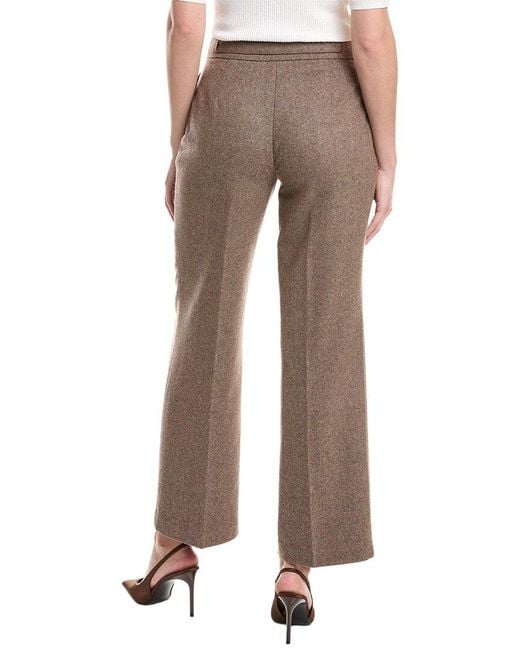 Tahari Natural High-Waisted Straight Leg Belted Wool-Blend Pant