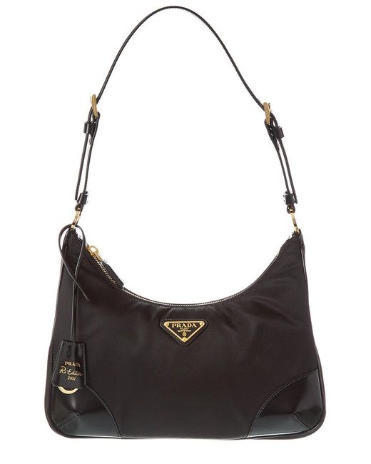 Prada Black Re-edition 2002 Nylon & Leather Shoulder Bag