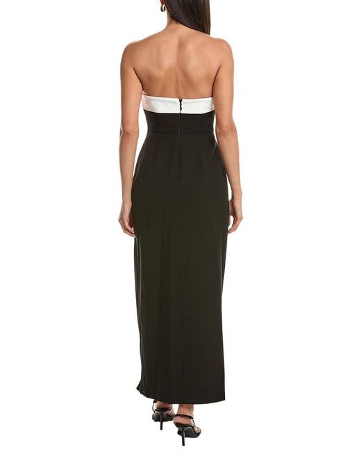 MILLY Black Garcelle Strapless Asymmetric Column Gown