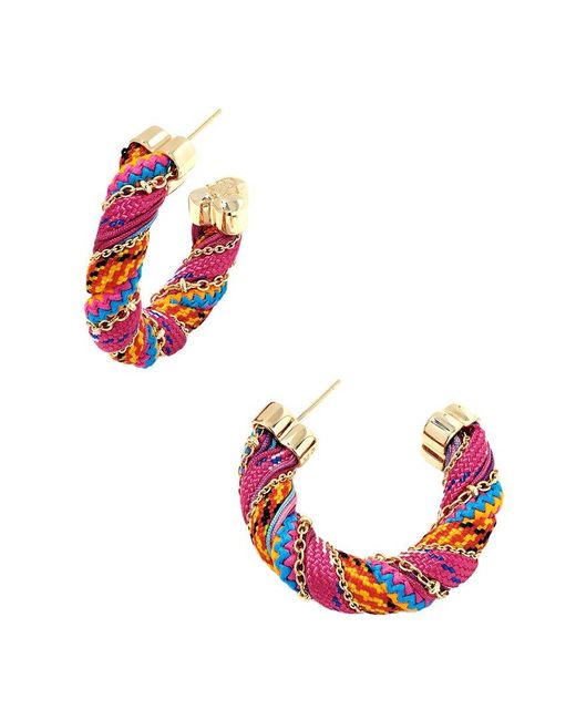 Kendra Scott Red Masie Corded 14K Hoop Earrings