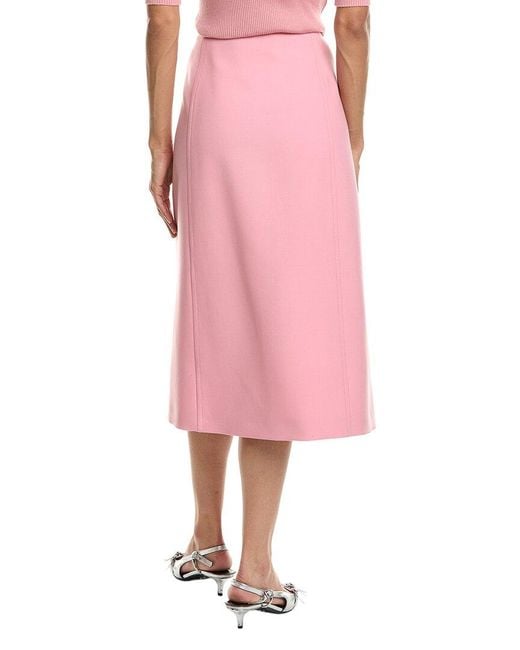 Prada Pink Wool Midi Skirt
