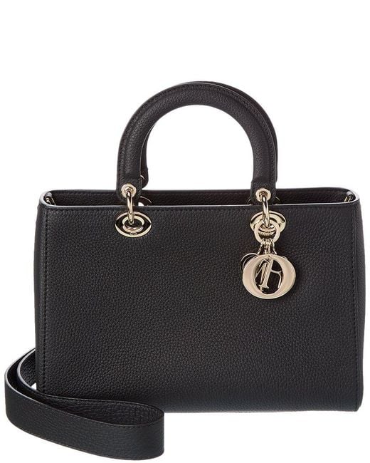 Dior Black Lady D-Sire Medium Leather Tote