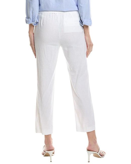Theory White Treeca Linen-blend Pull-on Pant