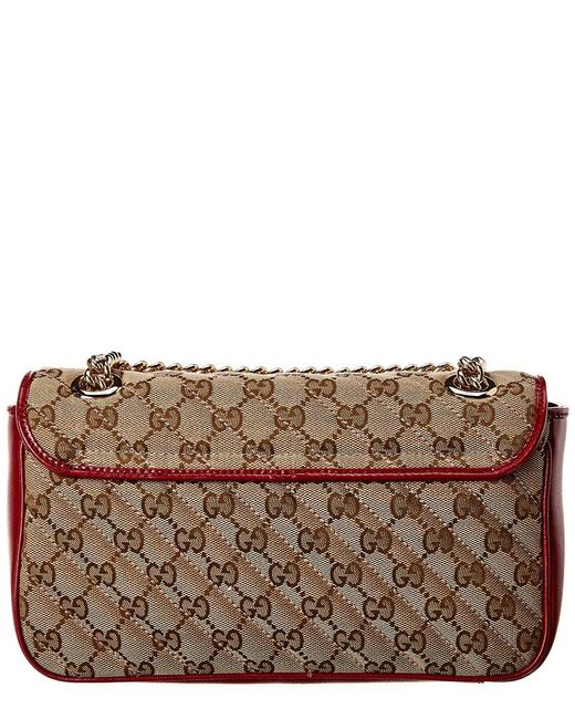 Gucci Brown GG Marmont Small Canvas & Leather Shoulder Bag