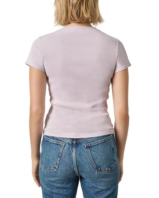 Lilla P Blue Sunwashed Cap Sleeve V-Neck T-Shirt