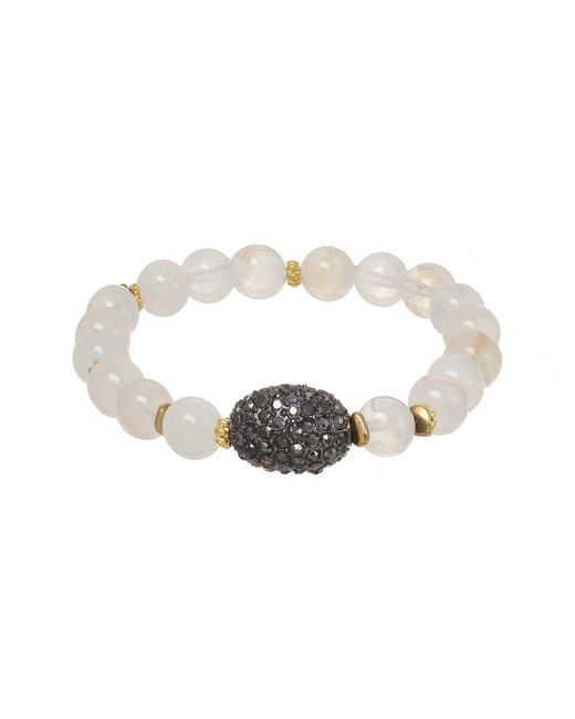 Rachel Reinhardt Jewelry White Baby's Breath Moonstone Crystal Fireball Bracelet