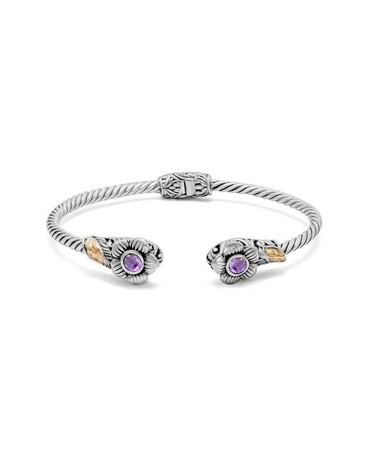 Samuel B. White 18K & 0.60 Ct. Tw. Amethyst Flower Bangle Bracelet