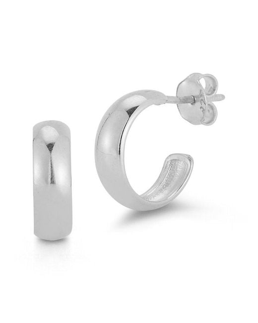 Chloe and Madison White Silver Polished Hoops