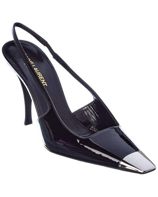 Saint Laurent - Blade Patent-leather Slingback Pumps - Black - IT39.5 - Net A Porter