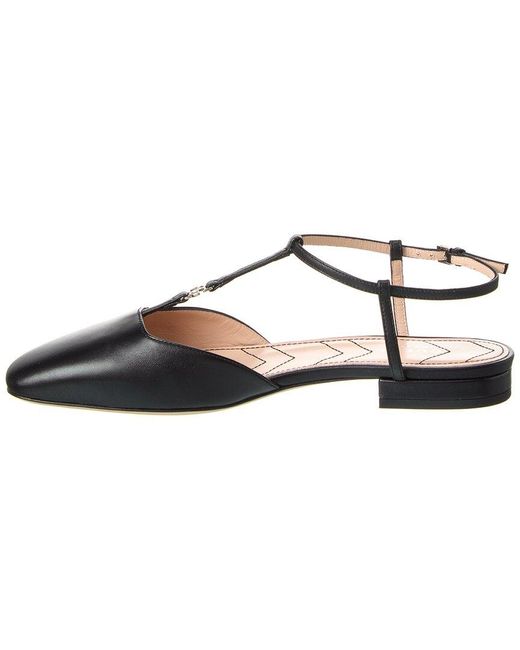Gucci Black Double G Leather Ballet Flat