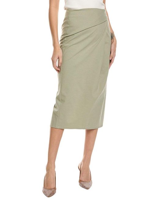 Reiss Green Nadia Wrap Midi Skirt