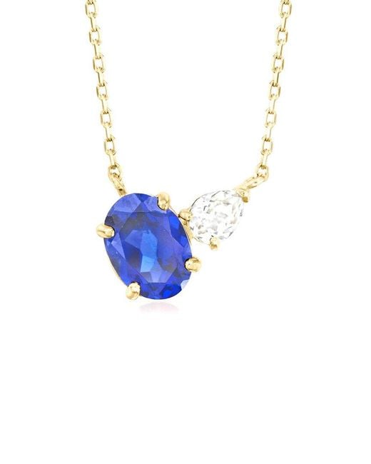 MaxColor Blue 14K 0.90 Ct. Tw. Lab-Grown Sapphire Necklace
