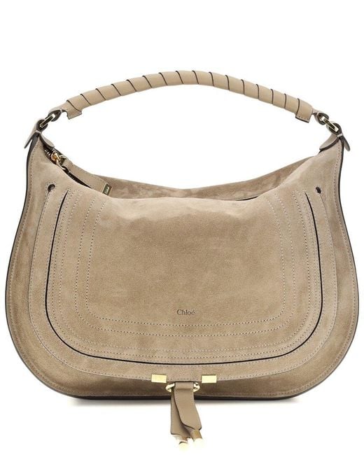 Chloé Natural Marcie Suede Shoulder Bag