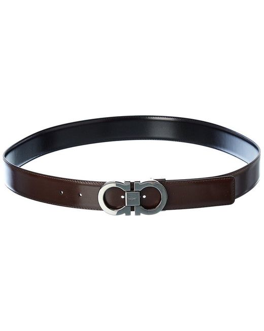 Ferragamo Black Gancini Reversible & Adjustable Leather Belt for men