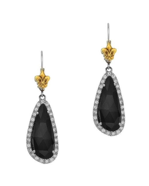 Phillip Gavriel White Rock Candy 18k & Silver Black Onyx Slice Drop Earrings