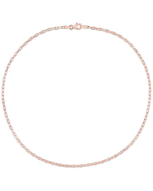 Italian Silver Metallic 18K Rose Over Fancy Rectangular Rolo Chain Necklace