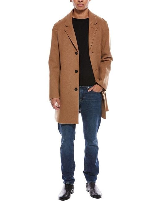 Cole Haan Brown Wool-Blend Top Coat for men