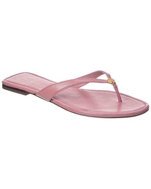 Tory Burch Pink Classic Leather Flip Flop