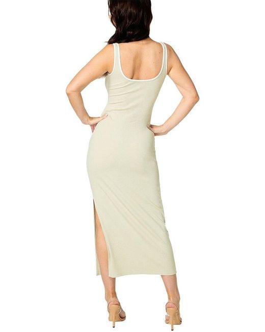 Bebe Natural Rib Contrast Square Neck Maxi Dress
