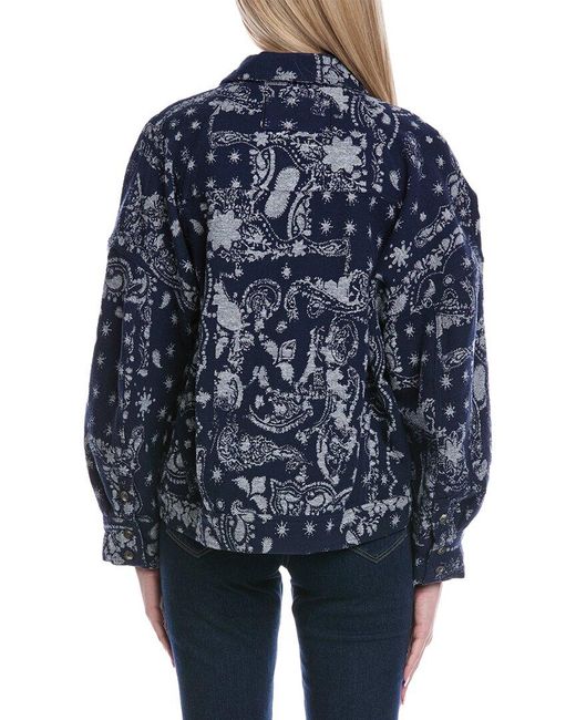 Free People Blue Bandana Jacquard Shirt
