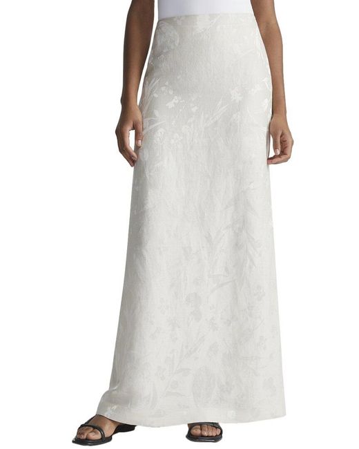 Lafayette 148 New York Gray Linen-Blend Maxi Skirt