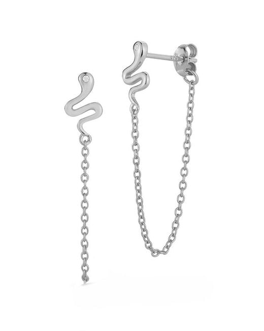 Glaze Jewelry Multicolor Rhodium Plated Cz Snake Chain Earrings
