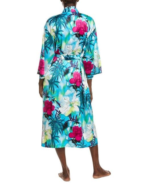 Natori Blue Viva Printed Satin Robe