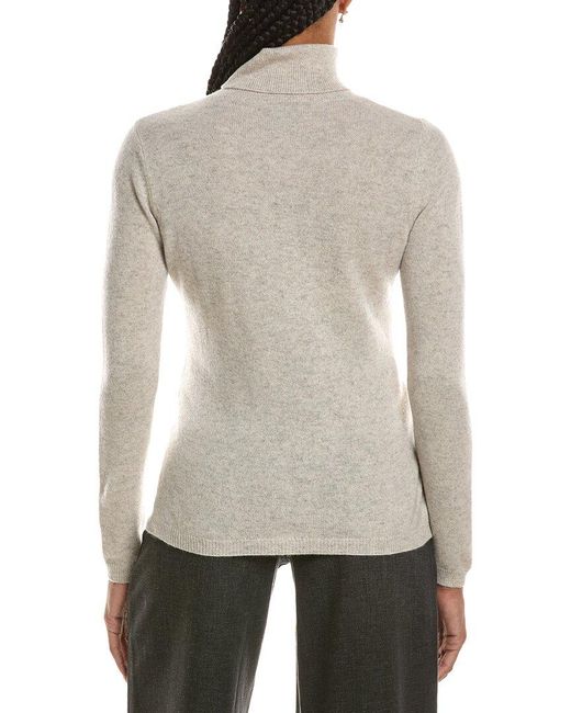 Forte White Basic Turtleneck 100% Cashmere Pullover
