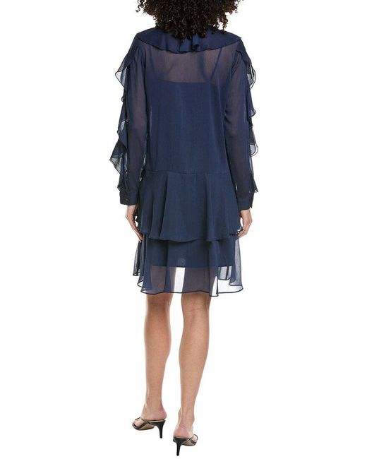 Karl Lagerfeld Blue Ruffle Tie Dress