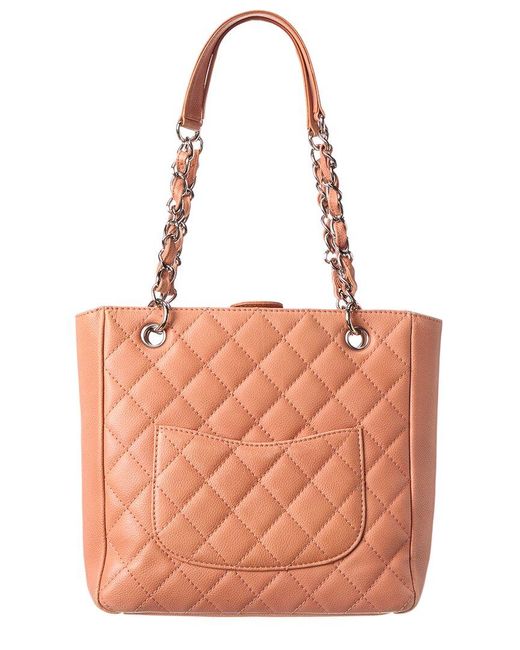Chanel Pink Quilted Caviar Leather Petit Shopping Tote (authentic Pre-owned)