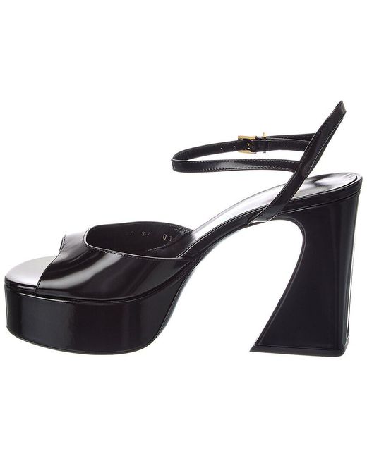 Fendi Black Arco Leather Platform Sandal