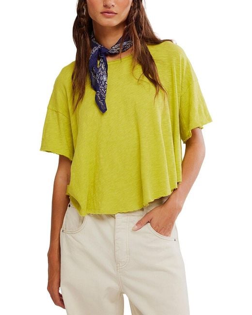 Free People Yellow Elise Linen-Blend Swing Top