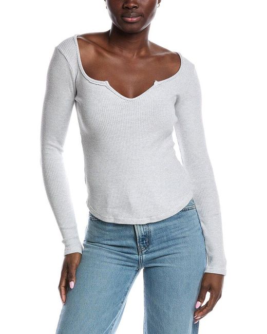 Project Social T White Kieran Notch Neck Rib Top