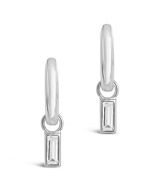 Sterling Forever White Silver Cz Micro Hoops