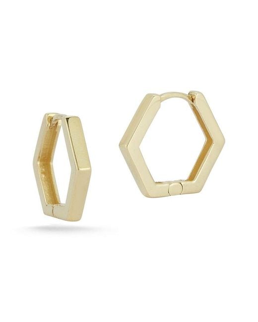 Ember Fine Jewelry Metallic 14k Hexagon Huggie Earrings