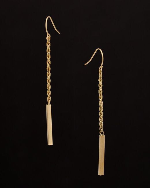 Italian Gold Black 14K Tube Drop Earrings
