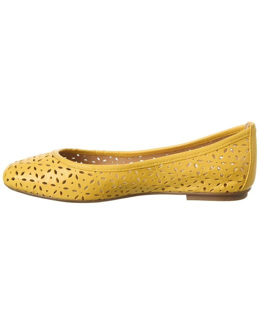 French Sole Yellow Leyla Laser Cut Leather Flat