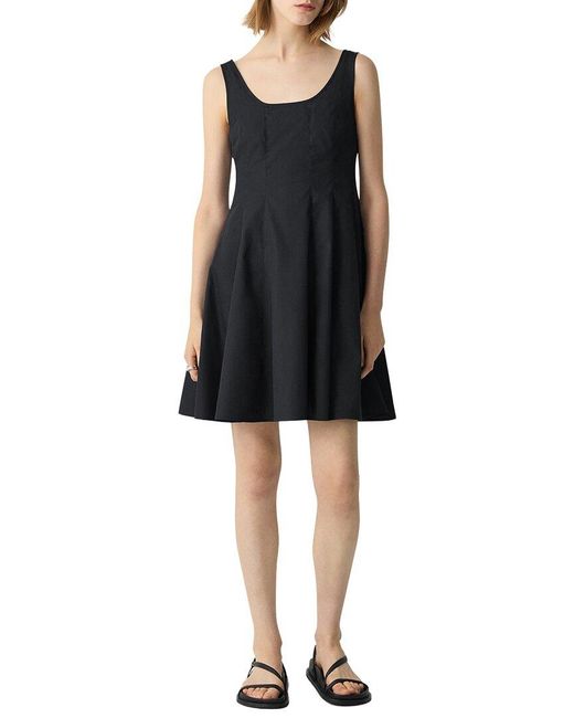 Theory Black Sleeveless Seam Flare Dress