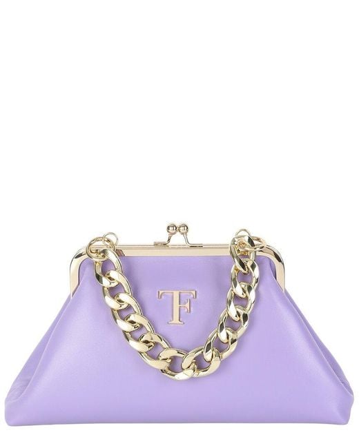Tiffany & Fred Paris Purple Iconic Leather Frame Clutch