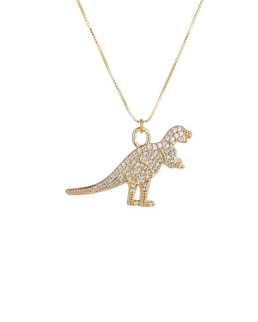Eye Candy LA Metallic Luxe 18k Vermeil Cz T-rex Necklace