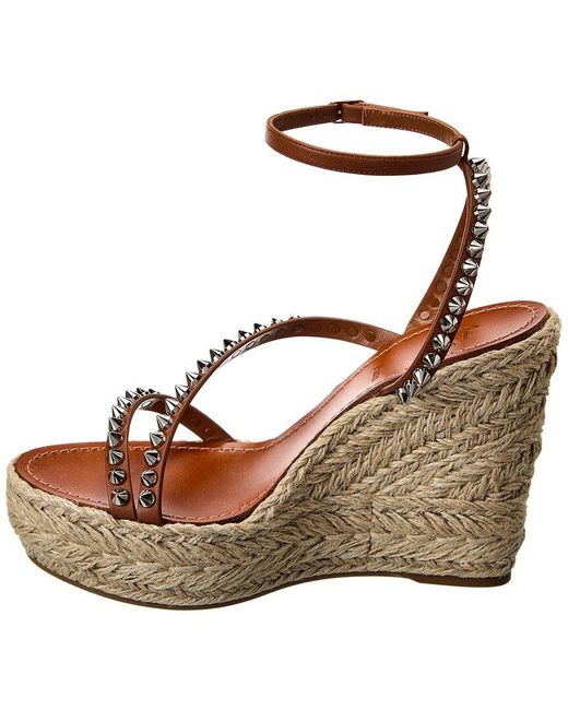 Christian Louboutin Brown Mafaldina Zeppa 120 Leather Wedge Sandal