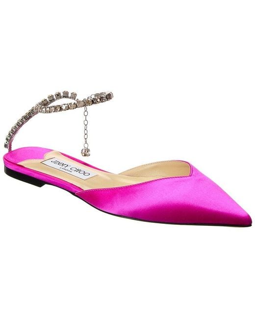 Jimmy Choo Pink Saeda Satin Flat