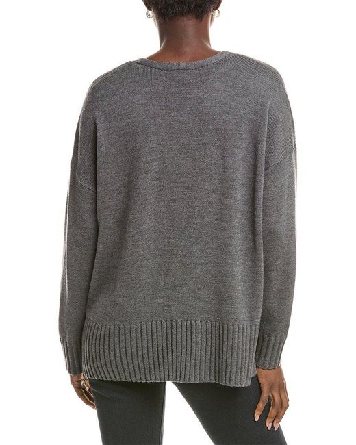 Eileen Fisher Gray V Neck Box Top