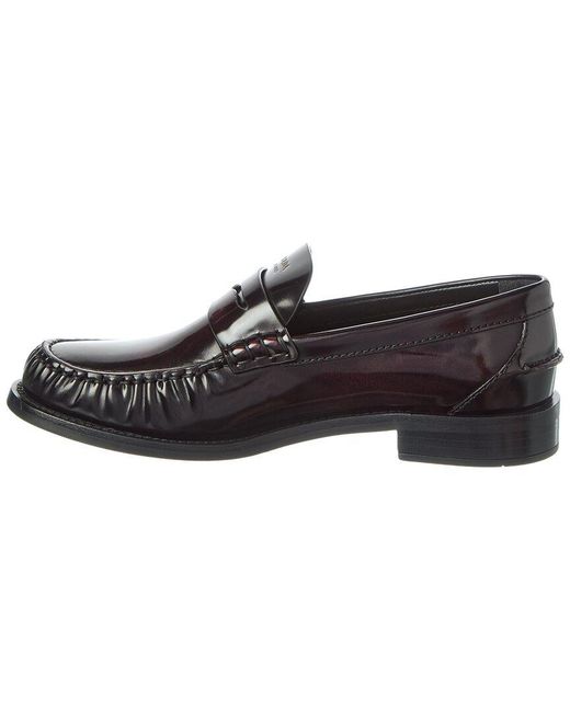 Prada Black Logo Brushed Leather Loafer