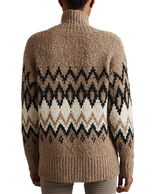Reiss Brown Bobbi Chunky Fairisle Wool-Blend Jumper