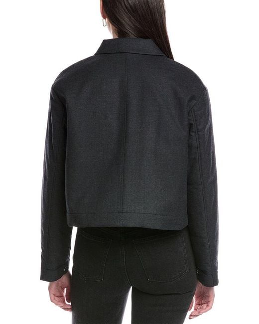Theory Black Crop Wool-Blend Jacket