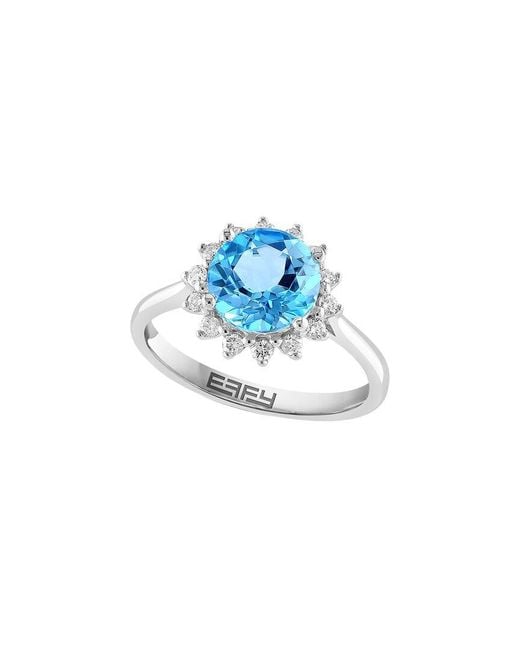 Effy Fine Jewelry Blue 14K 2.59 Ct. Tw. Diamond & Topaz Ring