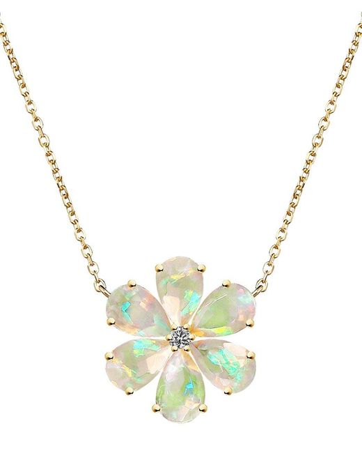 Kai Fine Jewelry Metallic 14K 2.02 Ct. Tw. Diamond & Opal Necklace